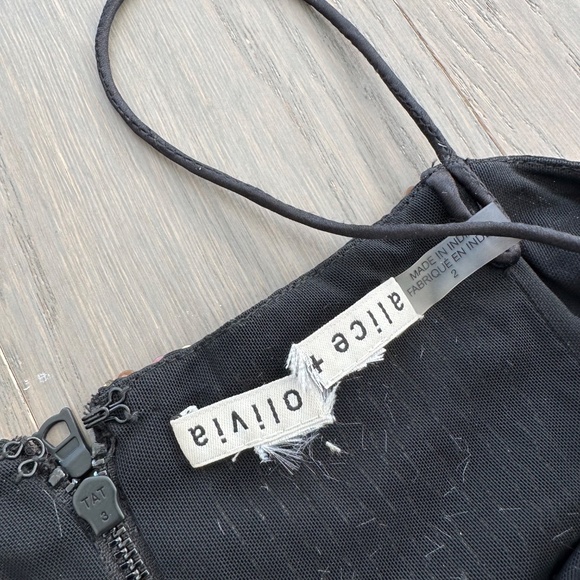 Alice + Olivia FIFI Gold Black Ombre Fringe Mini Dress EUC - Size 2 - Picture 4 of 11